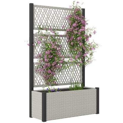 Outsunny Rattan Garden Planter with Trellis - Stylish Raised Bed for Climbing Plants - plants - express.com