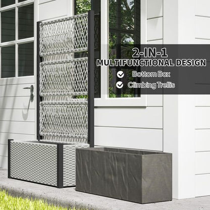 Outsunny Rattan Garden Planter with Trellis - Stylish Raised Bed for Climbing Plants - plants - express.com