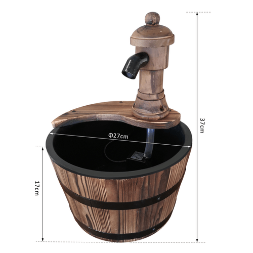 Outsunny Rustic Barrel Water Pump Fountain - Electric Garden Oasis Decor - plants - express.com