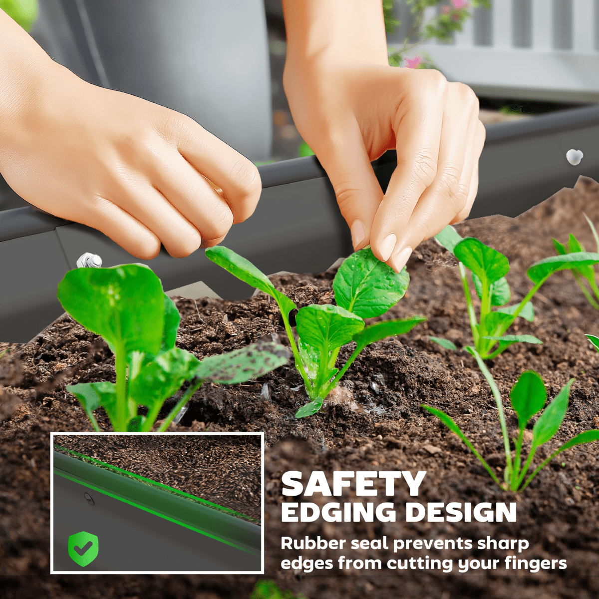 Outsunny Set of 2 Raised Beds for Garden with Metal Plant Stakes, Dark Grey - plants - express.com
