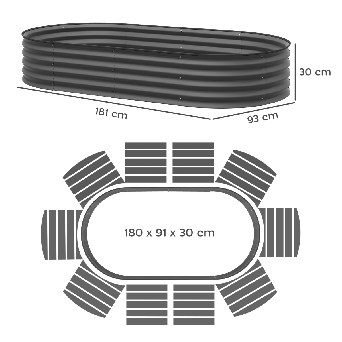 Outsunny Set of 2 Raised Beds for Garden with Metal Plant Stakes, Dark Grey - plants - express.com
