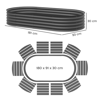 Outsunny Set of 2 Raised Beds for Garden with Metal Plant Stakes, Dark Grey - plants - express.com
