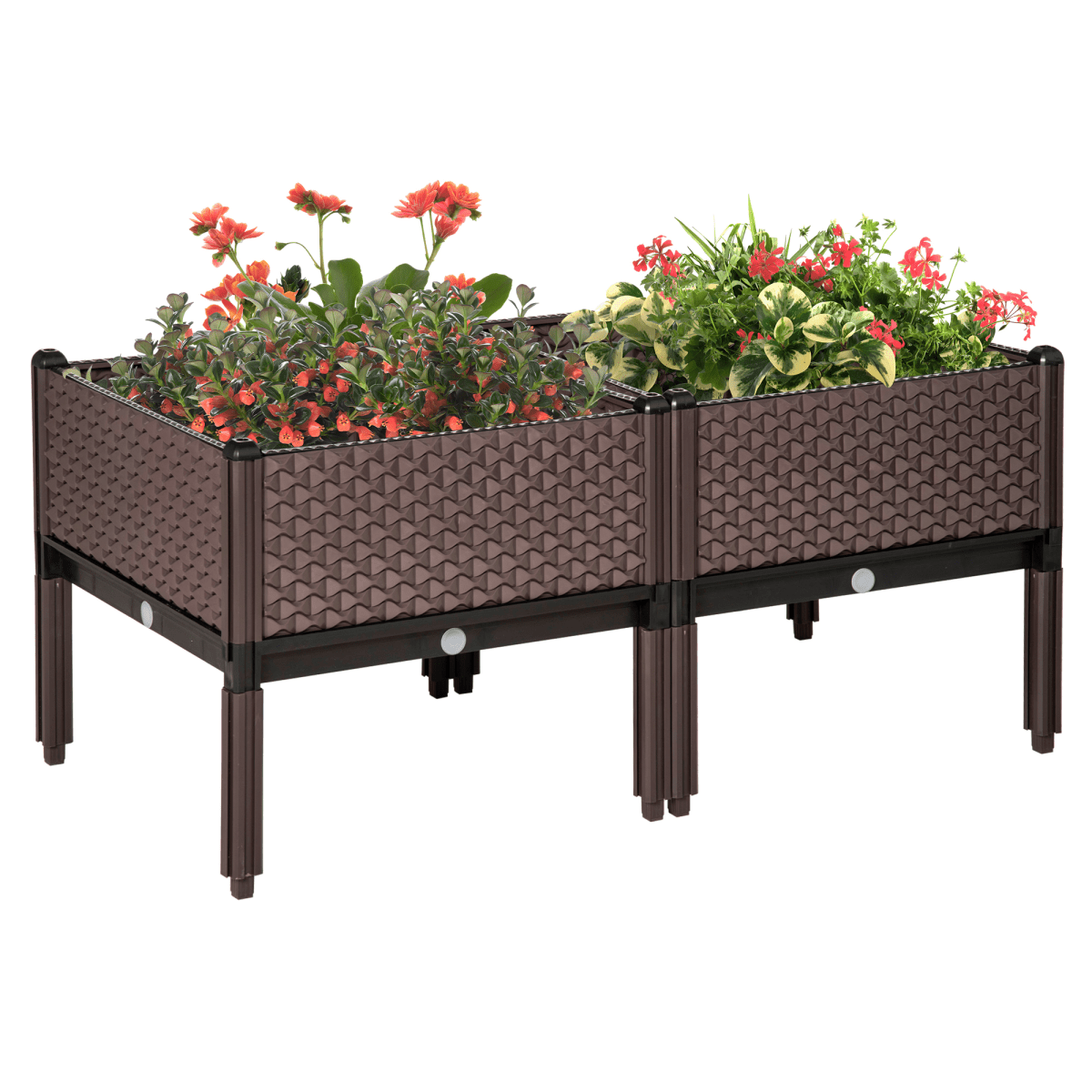 Outsunny Set of 2 Raised Garden Bed Elevated Planter Box for Flower, Vegetables - plants - express.com