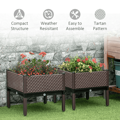 Outsunny Set of 2 Raised Garden Bed Elevated Planter Box for Flower, Vegetables - plants - express.com