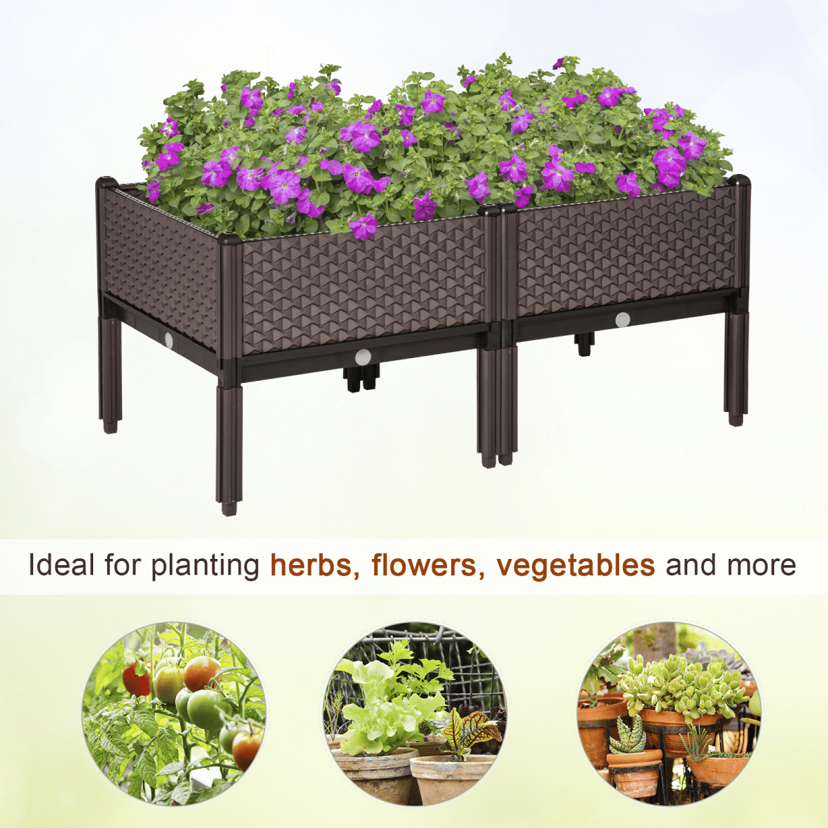 Outsunny Set of 2 Raised Garden Bed Elevated Planter Box for Flower, Vegetables - plants - express.com