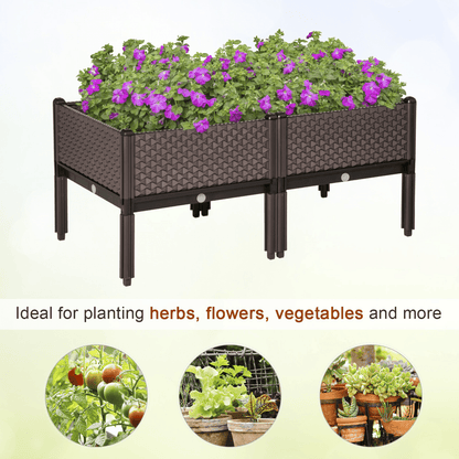 Outsunny Set of 2 Raised Garden Bed Elevated Planter Box for Flower, Vegetables - plants - express.com