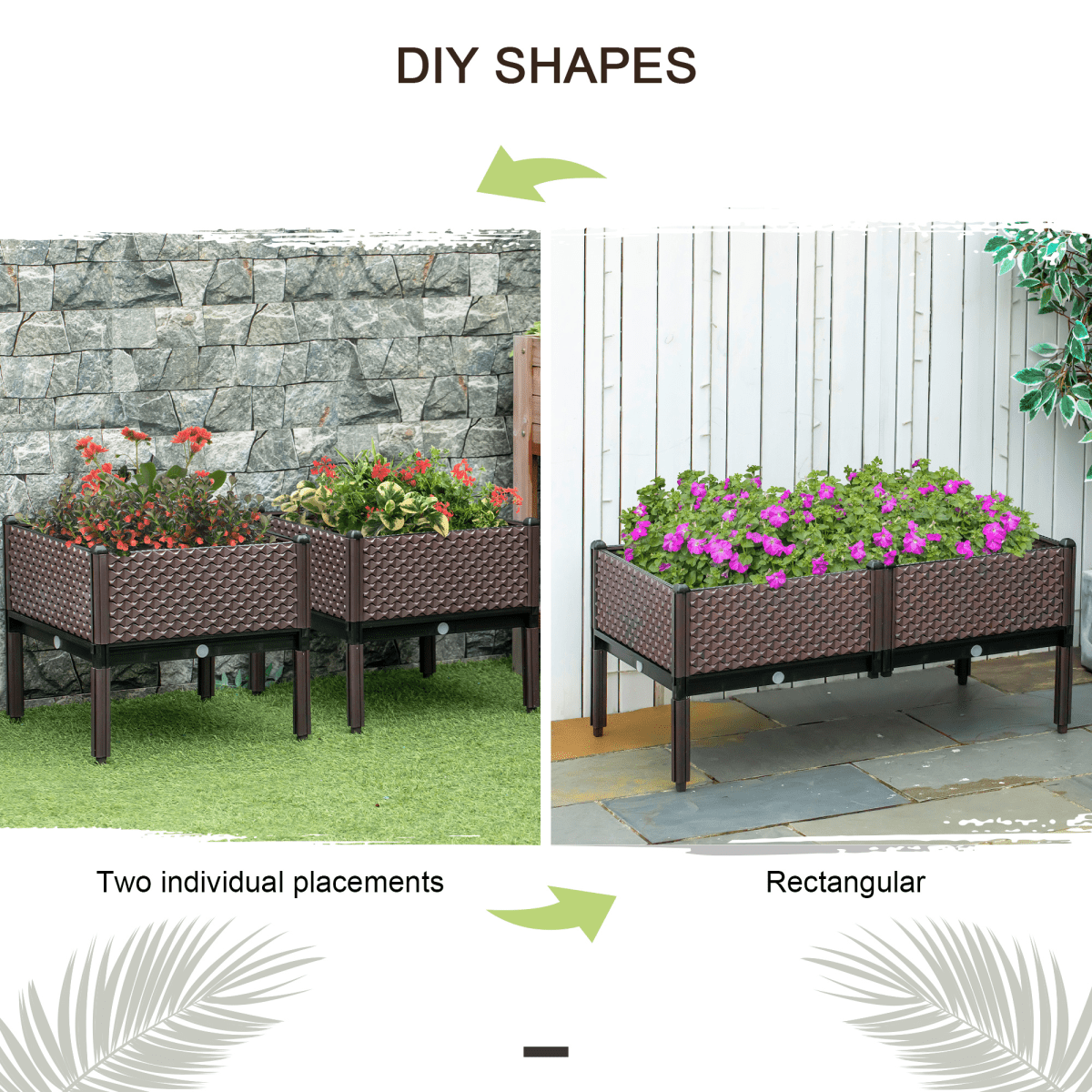 Outsunny Set of 2 Raised Garden Bed Elevated Planter Box for Flower, Vegetables - plants - express.com