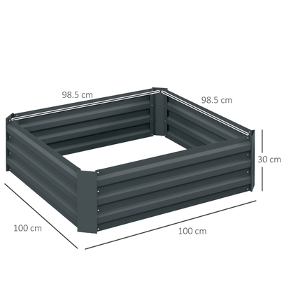Outsunny Set of 2 Raised Garden Bed Galvanised Planter Box Easy Setup Dark Grey - plants - express.com