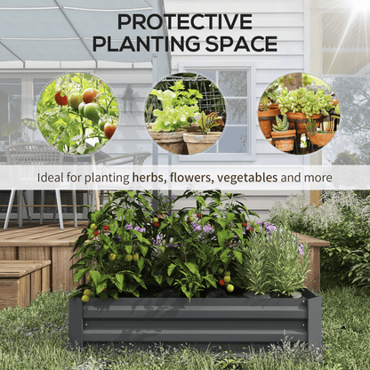 Outsunny Set of 2 Raised Garden Bed Galvanised Planter Box Easy Setup Dark Grey - plants - express.com