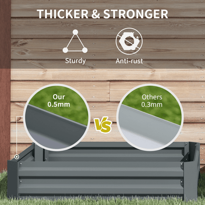 Outsunny Set of 2 Raised Garden Bed Galvanised Planter Box Easy Setup Dark Grey - plants - express.com