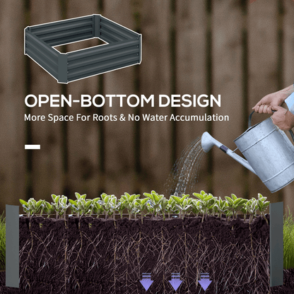 Outsunny Set of 2 Raised Garden Bed Galvanised Planter Box Easy Setup Dark Grey - plants - express.com