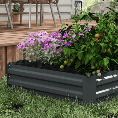 Outsunny Set of 2 Raised Garden Bed Galvanised Planter Box Easy Setup Dark Grey - plants - express.com