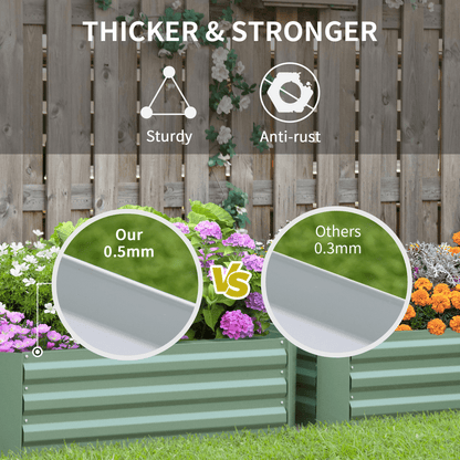 Outsunny Set of 2 Raised Garden Bed Galvanised Planter Box Easy Setup Green - plants - express.com