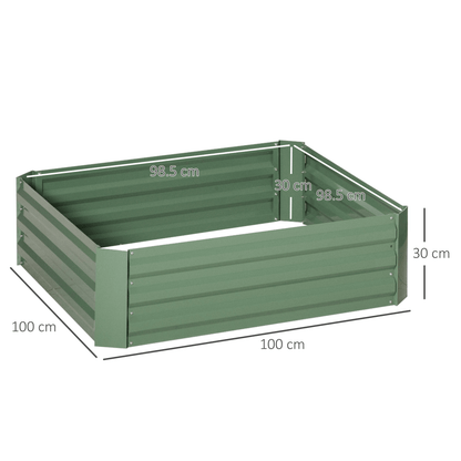Outsunny Set of 2 Raised Garden Bed Galvanised Planter Box Easy Setup Green - plants - express.com