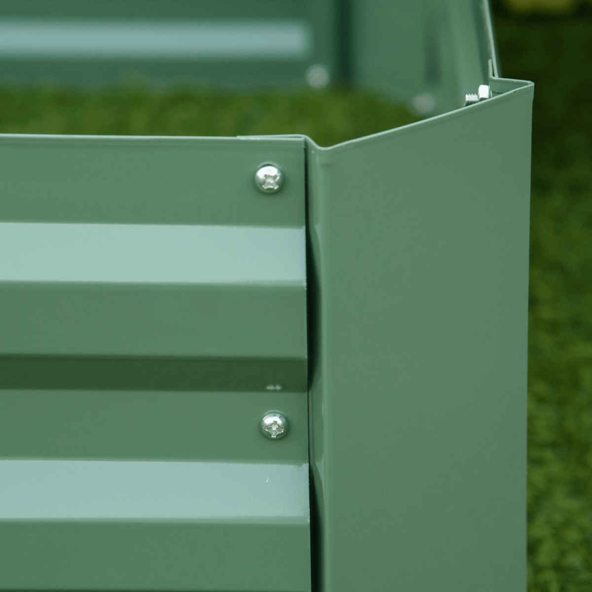 Outsunny Set of 2 Raised Garden Bed Galvanised Planter Box Easy Setup Green - plants - express.com