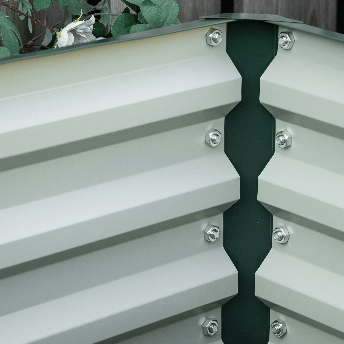 Outsunny Set of 2 Raised Garden Bed Galvanised Planter Box Easy Setup Green - plants - express.com