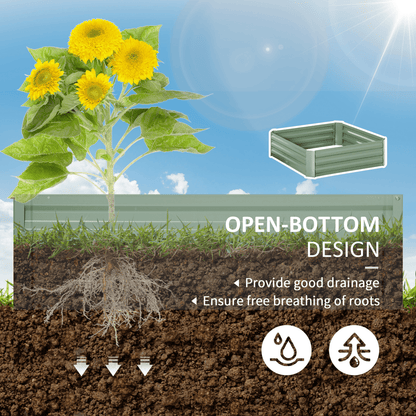 Outsunny Set of 2 Raised Garden Bed Galvanised Planter Box Easy Setup Green - plants - express.com