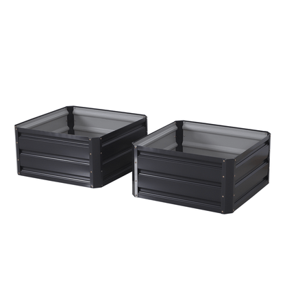 Outsunny Set of 2 Raised Garden Bed Galvanised Planter Box Easy Setup Grey - plants - express.com