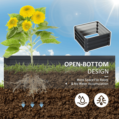 Outsunny Set of 2 Raised Garden Bed Galvanised Planter Box Easy Setup Grey - plants - express.com