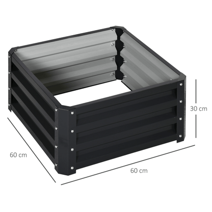 Outsunny Set of 2 Raised Garden Bed Galvanised Planter Box Easy Setup Grey - plants - express.com