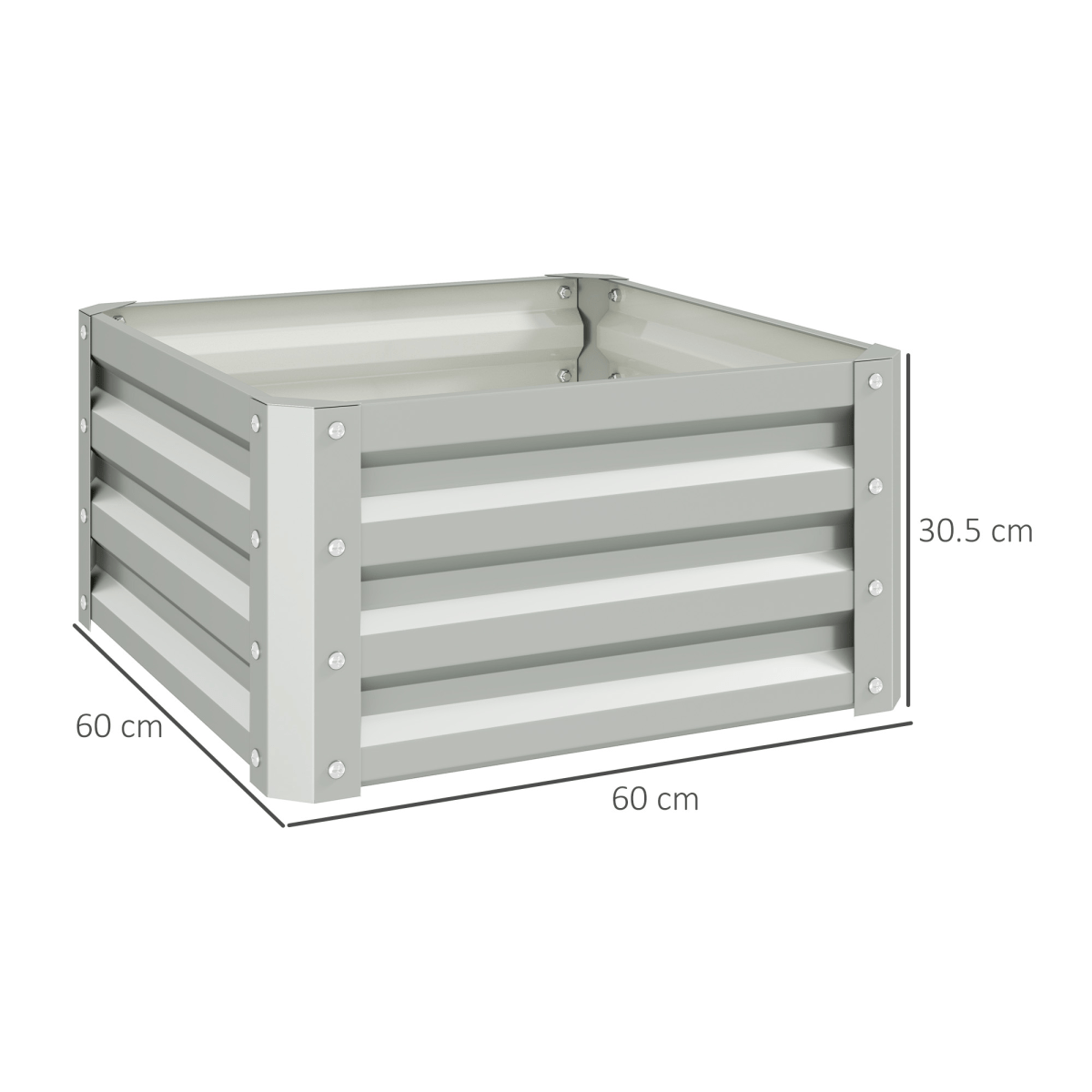 Outsunny Set of 2 Raised Garden Bed Galvanised Planter Box, Light Grey - plants - express.com