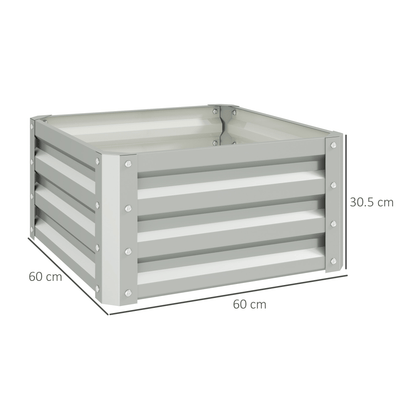 Outsunny Set of 2 Raised Garden Bed Galvanised Planter Box, Light Grey - plants - express.com