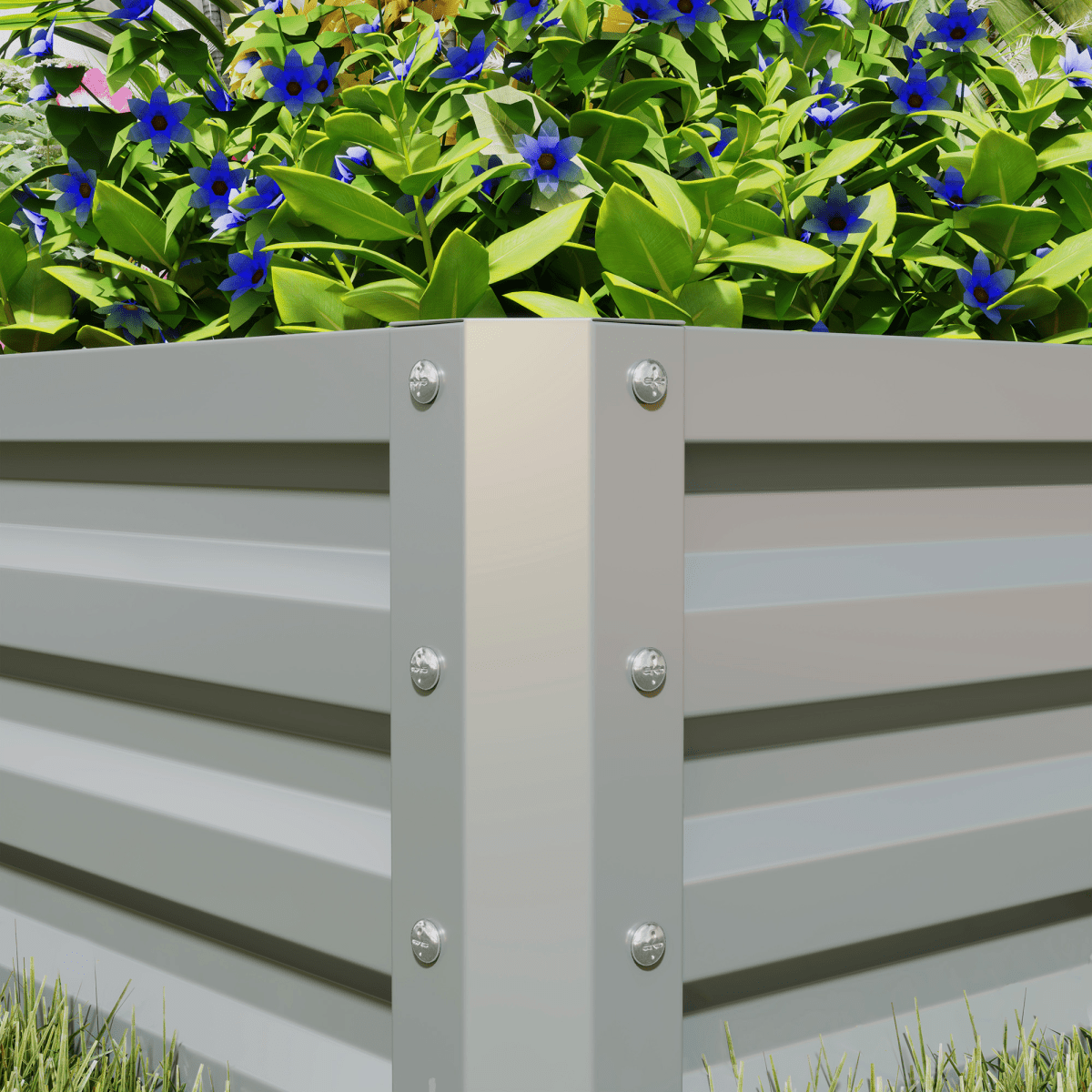 Outsunny Set of 2 Raised Garden Bed Galvanised Planter Box, Light Grey - plants - express.com
