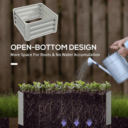 Outsunny Set of 2 Raised Garden Bed Galvanised Planter Box, Light Grey - plants - express.com