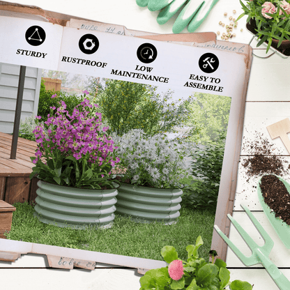 Outsunny Set of 2 Raised Garden Bed Metal Planter Box with Safety Edging, Green - plants - express.com