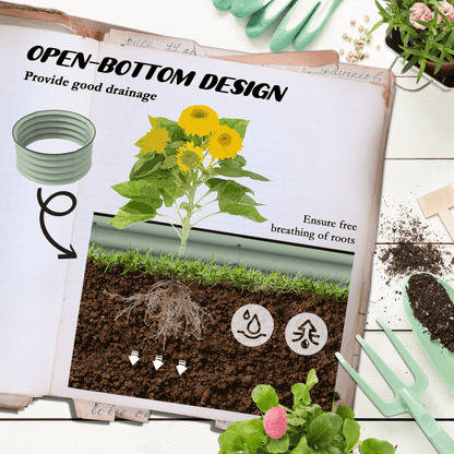 Outsunny Set of 2 Raised Garden Bed Metal Planter Box with Safety Edging, Green - plants - express.com