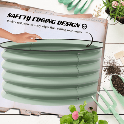 Outsunny Set of 2 Raised Garden Bed Metal Planter Box with Safety Edging, Green - plants - express.com