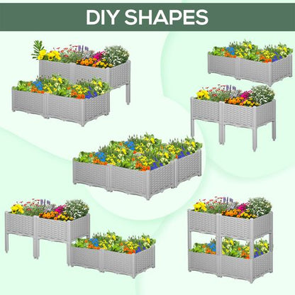 Outsunny Set of 2 Rattan - Effect Raised Garden Planter Boxes - Durable & Stylish - plants - express.com