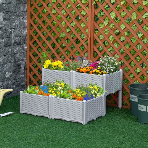 Outsunny Set of 2 Rattan - Effect Raised Garden Planter Boxes - Durable & Stylish - plants - express.com