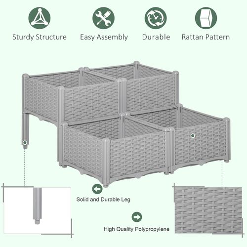 Outsunny Set of 2 Rattan - Effect Raised Garden Planter Boxes - Durable & Stylish - plants - express.com