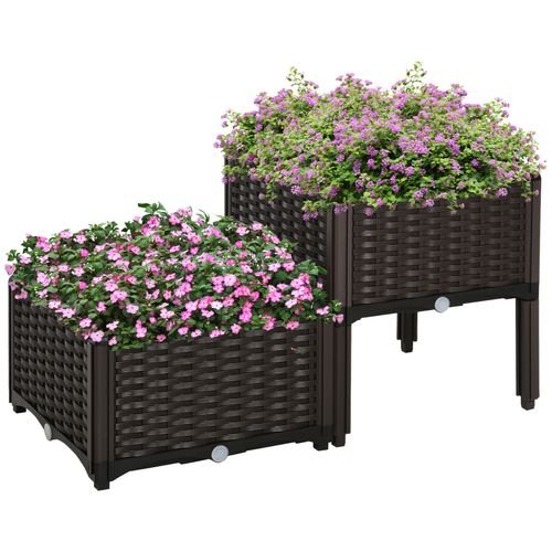 Outsunny Set of 2 Rattan - Effect Raised Garden Planter Boxes - Durable & Stylish - plants - express.com