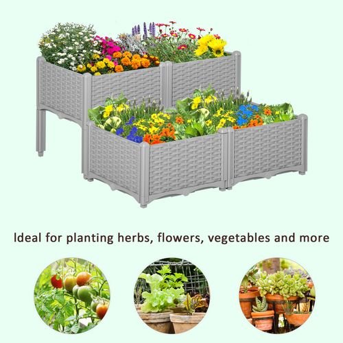 Outsunny Set of 2 Rattan - Effect Raised Garden Planter Boxes - Durable & Stylish - plants - express.com