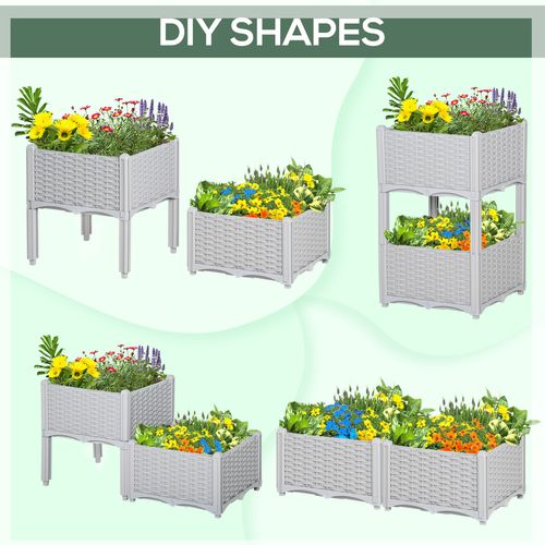 Outsunny Set of 2 Rattan - Effect Raised Garden Planter Boxes - Durable & Stylish - plants - express.com