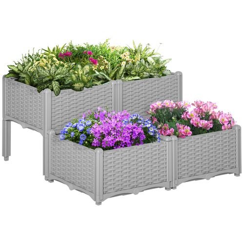 Outsunny Set of 2 Rattan - Effect Raised Garden Planter Boxes - Durable & Stylish - plants - express.com