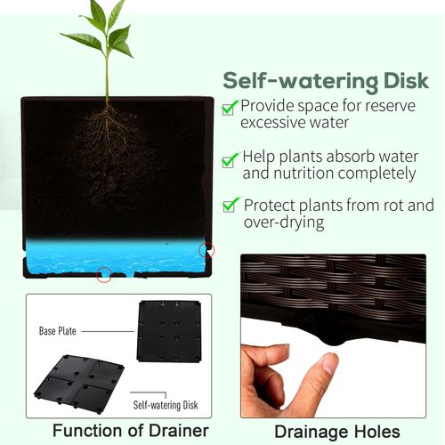 Outsunny Set of 2 Rattan - Effect Raised Garden Planter Boxes - Durable & Stylish - plants - express.com