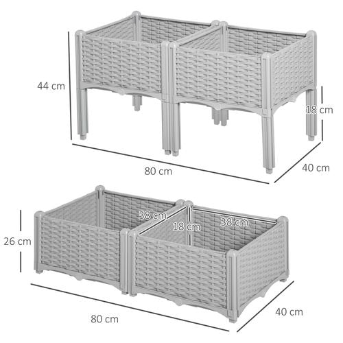 Outsunny Set of 2 Rattan - Effect Raised Garden Planter Boxes - Durable & Stylish - plants - express.com