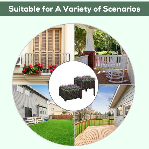 Outsunny Set of 2 Rattan - Effect Raised Garden Planter Boxes - Durable & Stylish - plants - express.com