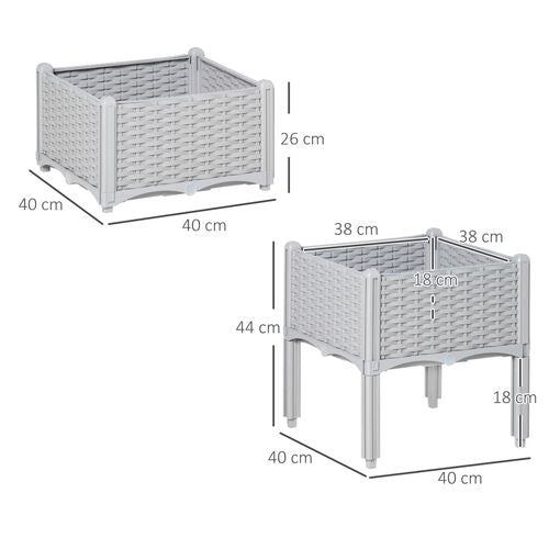 Outsunny Set of 2 Rattan - Effect Raised Garden Planter Boxes - Durable & Stylish - plants - express.com