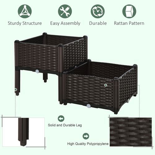 Outsunny Set of 2 Rattan - Effect Raised Garden Planter Boxes - Durable & Stylish - plants - express.com