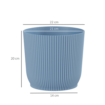 Outsunny Set of 2 Round Plant Pots Outdoor 22cm for Garden Decoration, Blue - plants - express.com