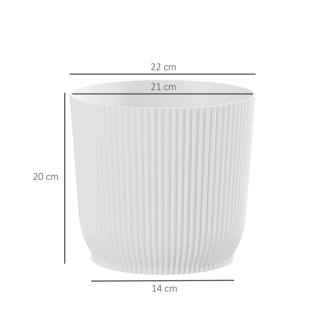 Outsunny Set of 2 Round Plant Pots Outdoor 22cm for Garden, White - plants - express.com