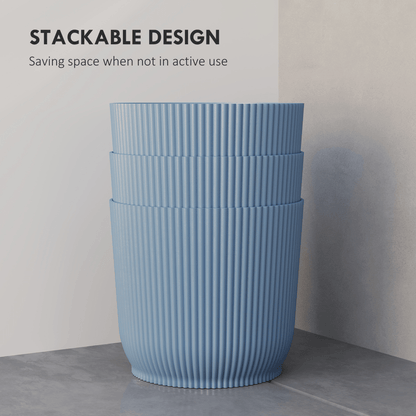 Outsunny Set of 3 Round Plant Pots Outdoor 22cm for Garden Decoration, Blue - plants - express.com