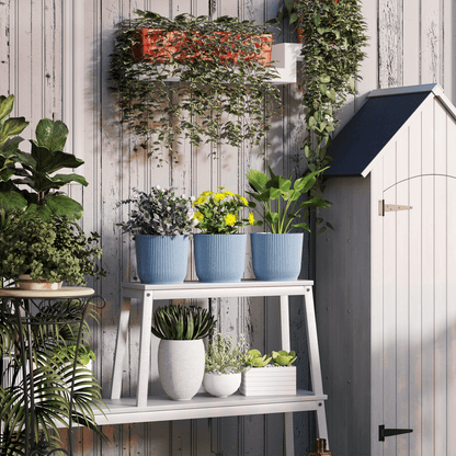 Outsunny Set of 3 Round Plant Pots Outdoor 22cm for Garden Decoration, Blue - plants - express.com