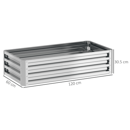 Outsunny Silver Raised Garden Bed — Elevated Planter Box, Steel - plants - express.com