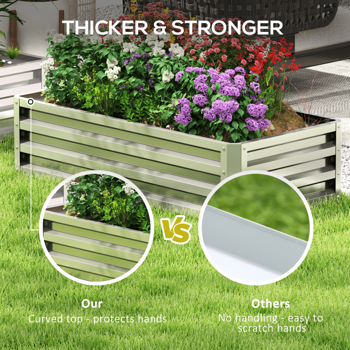 Outsunny Silver Raised Garden Bed — Elevated Planter Box, Steel - plants - express.com