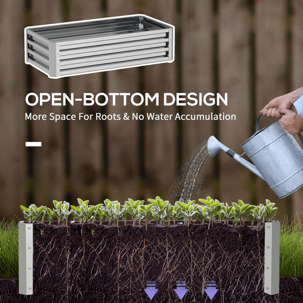 Outsunny Silver Raised Garden Bed — Elevated Planter Box, Steel - plants - express.com
